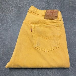 VTG Levis 501 Denim Jeans Actual 34x31 USA Made Yellow Button Fly